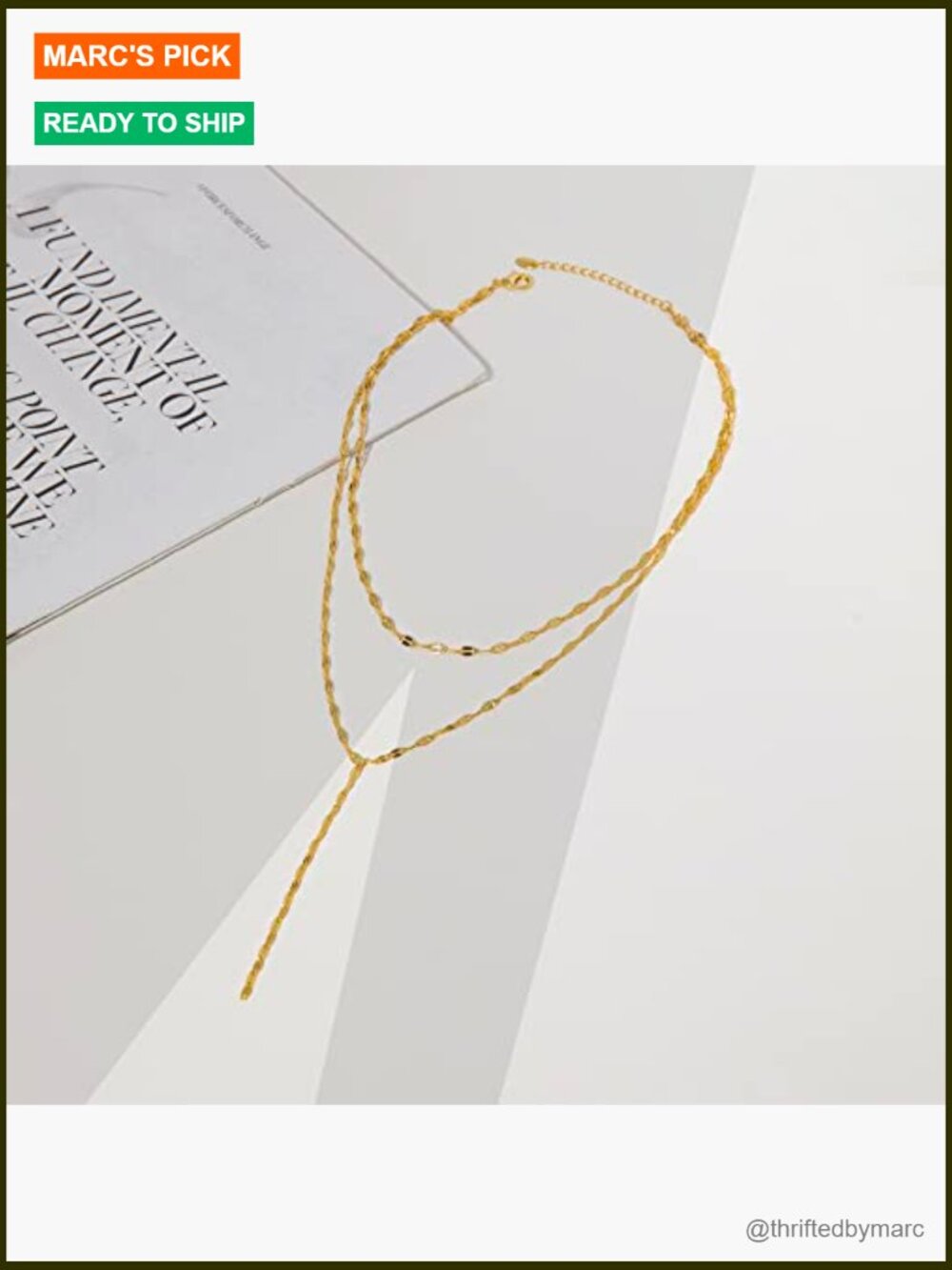 Dainty Gold Long Lariat Necklace for Women Trendy Choker Jewelry - Picture 6 of 6